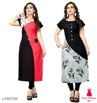 Crepe Prined Kurti ( Pack OF 2 )