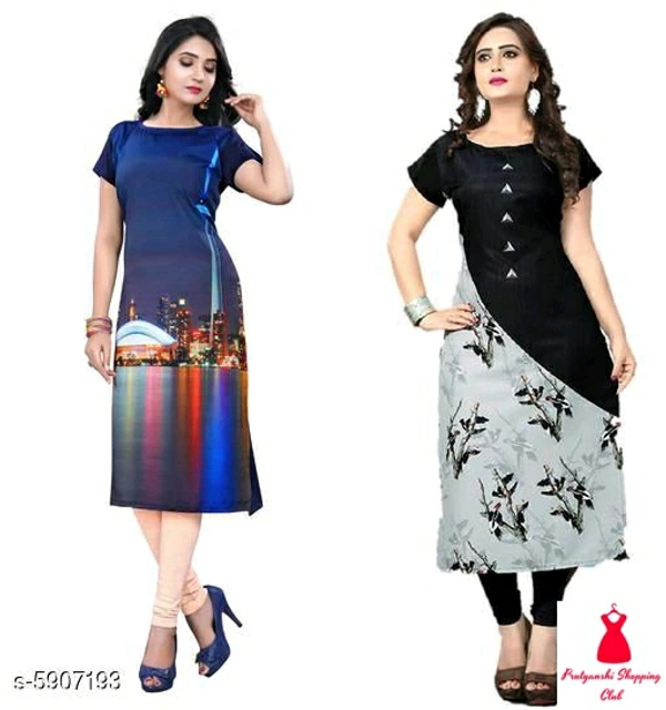 Crepe Prined Kurti ( Pack OF 2 )