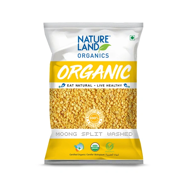 Nature Land Organics Moong Split Washed 500 GM - 500 GM