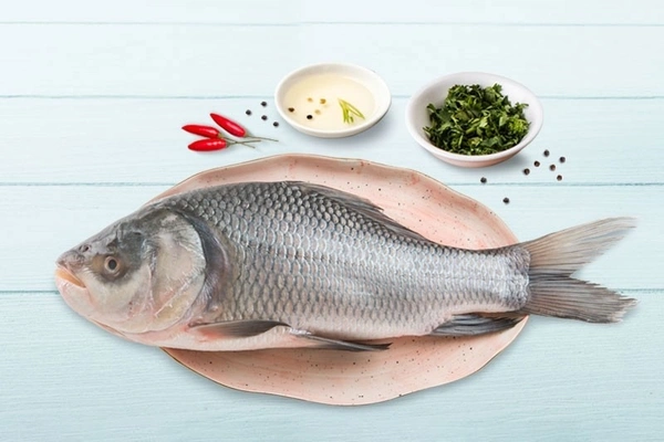 Apna Fresh Catla Fish (কাতলা মাছ)  - 1 Kg,  Black, Fins and Tails are Dusky Grey