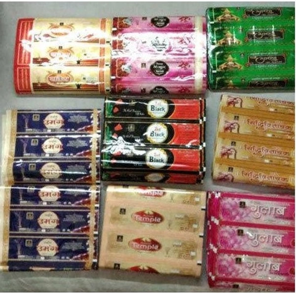 Perfumed Agarbatti (সেন্টেড ধূপকাঠি)- Rs 5 Pouch - 1 DOZEN (12 Pieces), Multicoloured 