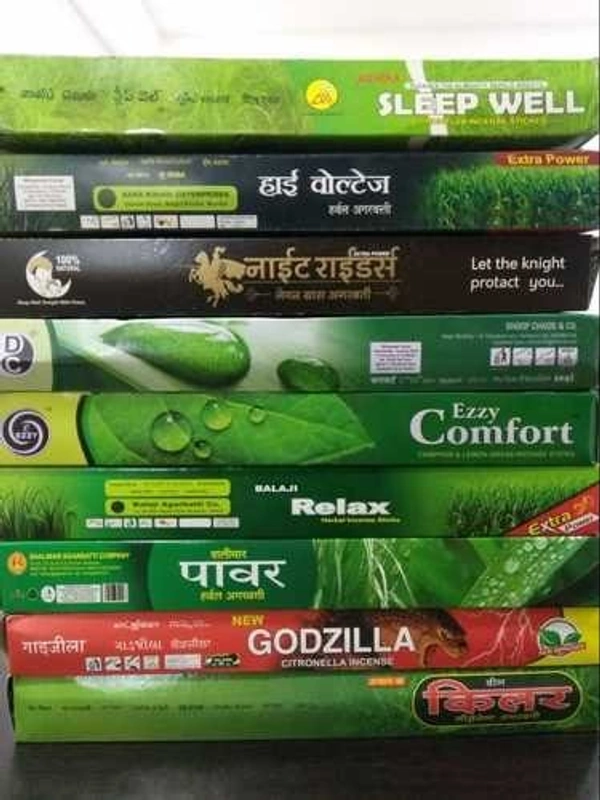 Mosquito Agarbatti (মশার সেন্টেড)- Rs 12 Pouch  - 1 Dozen (12 Pieces), Green & Orange 