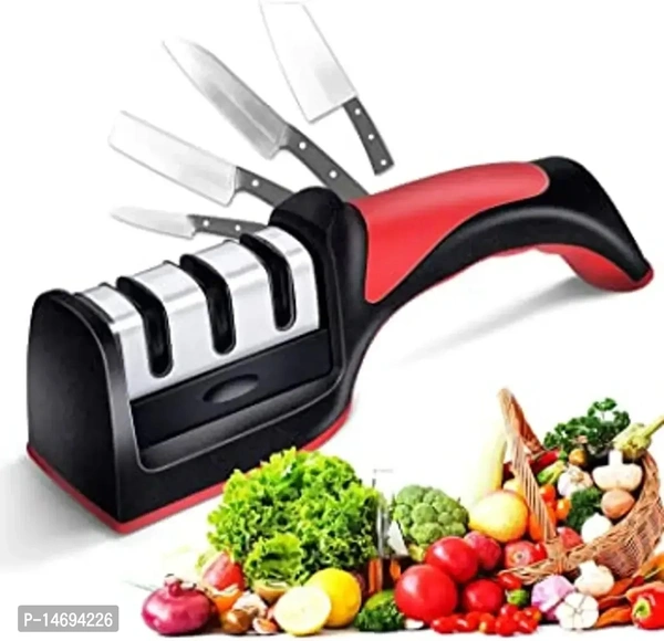 Manual Knife Sharpener 3 Stage Sharpening Tool Ceramic Knife And Steel Knives (Pack Of 1)