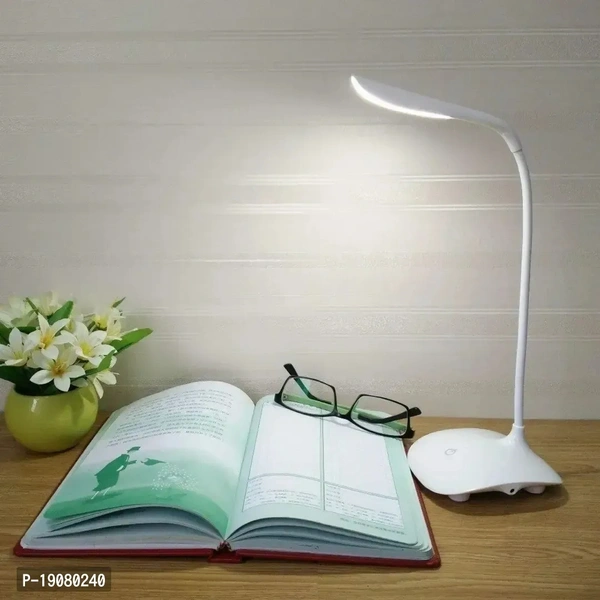 Study Table Lamp Rechargeable LED Desk Lamp Eye-caring Touch On/ Of For Study Table Lamp(10cm, White)