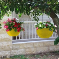 3 Pieces Woven Design Hanging Euro Basket , Hanging Flower Pot For Indoor And Outdoor With Chain Plant Container Set