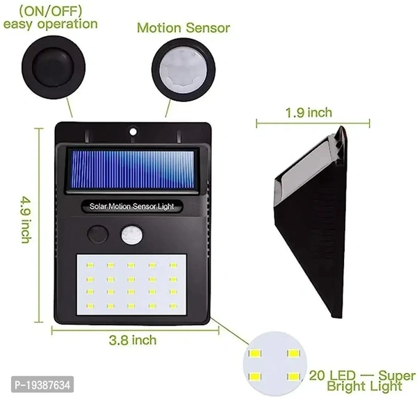 Daybetter 20 Led Solar Wall Lamp Outdoor Waterproof Motion Sensor Lights Garden Yard Garage Led Energy Saving Solar Light Motion Sensor Light (Pack Of1)
