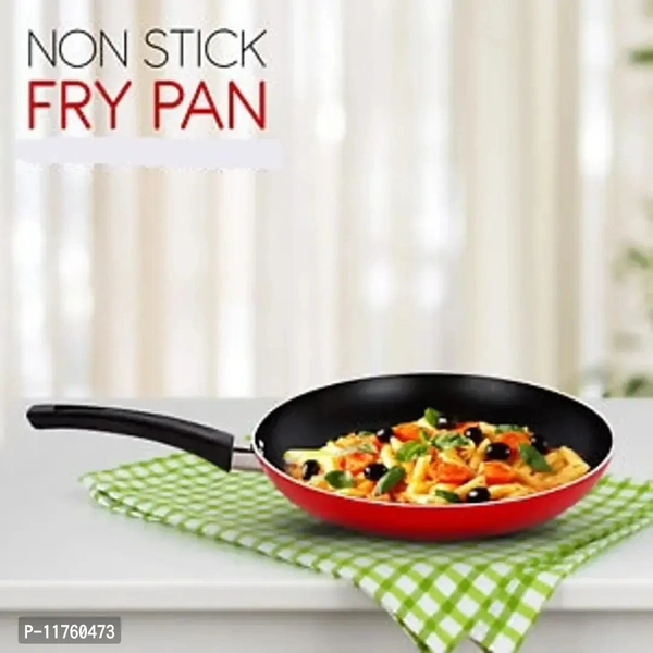 Crosspan Cherry Red Non Stick Non induction Base Fry Pan 24 Cm Diameter Gas Compatible 