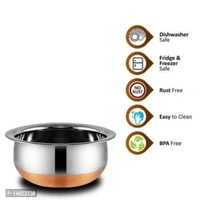 Stainless Steel Copper Base Serving Bowls Handi Set Of 5 Pieces With Lids,Handi Set With Lid /Serving Bowl Set/Cookware Set/Sauce Pot/ And Handis (500 Ml,750ml,1000ml,1500,Ml,2000ml,5piece Handi 5