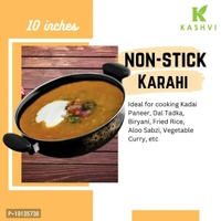 Kashvi Kitchen Accessories /Kadai/Kadhai Karahi Pan Non Stick Induction Cookware Cooking Cooktop Combo Set Made Of Cast Iron 