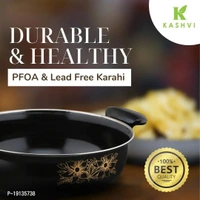 Kashvi Kitchen Accessories /Kadai/Kadhai Karahi Pan Non Stick Induction Cookware Cooking Cooktop Combo Set Made Of Cast Iron 