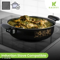 Kashvi Kitchen Accessories /Kadai/Kadhai Karahi Pan Non Stick Induction Cookware Cooking Cooktop Combo Set Made Of Cast Iron 
