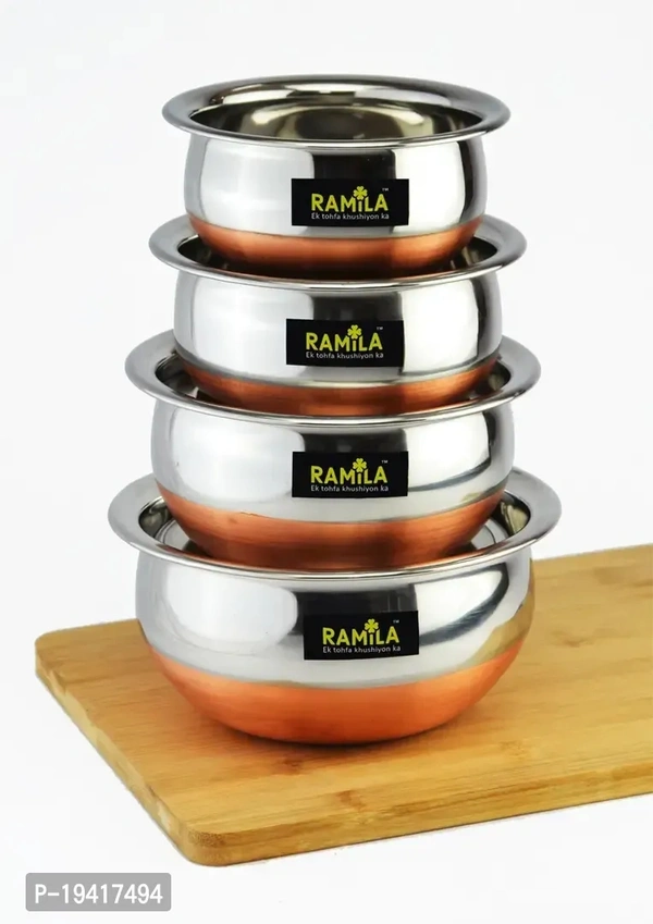 Cooper Coated Handi Set, Patila,Bhagona Tapeli, Cookware Set- Capacity 1500/1000/750/500/Ml