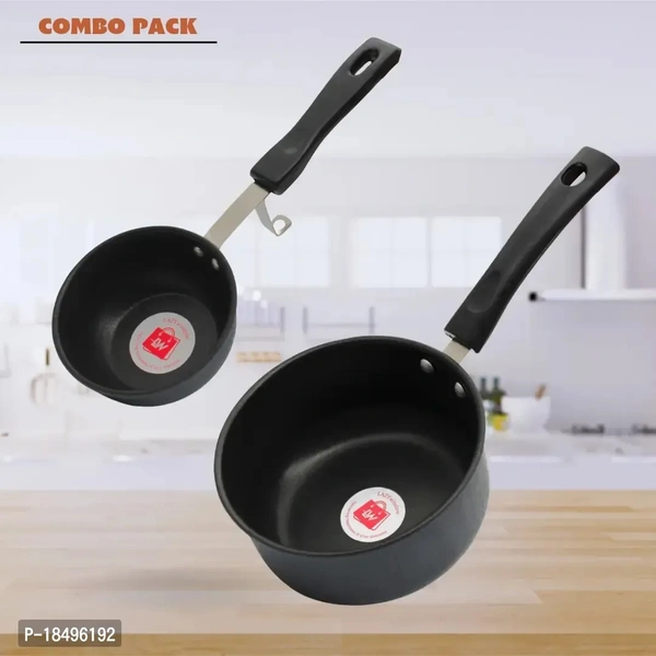 Premium Quality Nonstick Cookware Combo Tadka , Souce Pan Black 