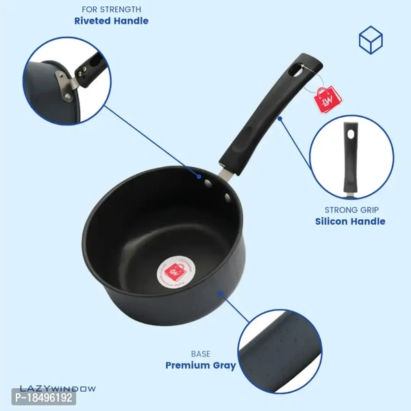 Premium Quality Nonstick Cookware Combo Tadka , Souce Pan Black 