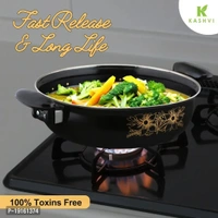 Kashvi Kitchen Accessories /Kadai/Kadhai Karahi Pan Non Stick Induction Cookware Cooking Cooktop Combo Set Made Of Cast Iron 