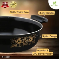 Kashvi Kitchen Accessories /Kadai/Kadhai Karahi Pan Non Stick Induction Cookware Cooking Cooktop Combo Set Made Of Cast Iron 