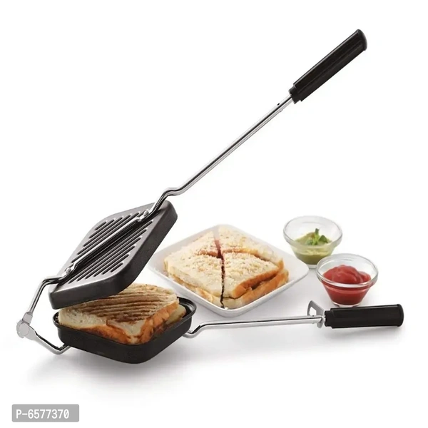 Grill And Toast Sandwich Maker With Non-stick Cookware ,1pc, Black .