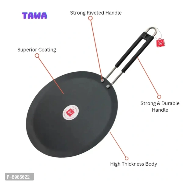 Induction Base Flat Tawa With Insulated Handle (24cm)