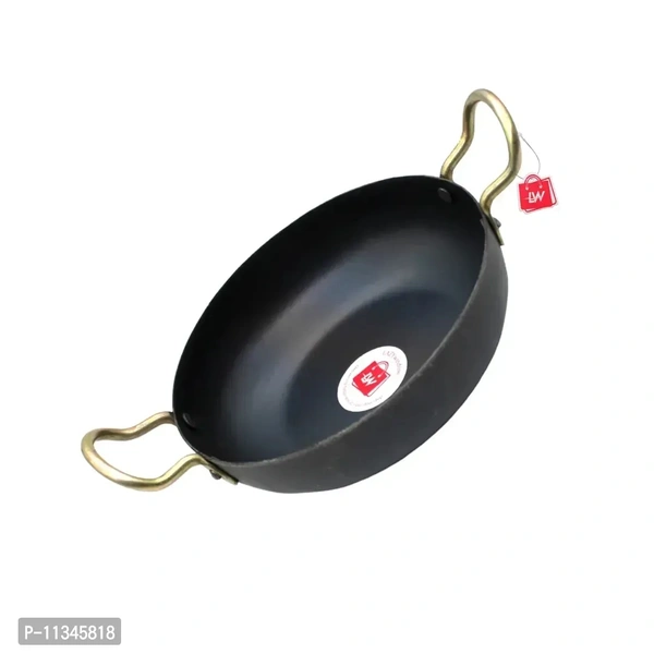 Lazy window Traditional Iron Kadhai Deep Bottom Kadai /Fry Pan / Frying Kadhai With Handle 8 Inch /19cm