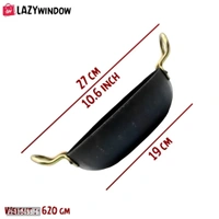 Lazy window Traditional Iron Kadhai Deep Bottom Kadai /Fry Pan / Frying Kadhai With Handle 8 Inch /19cm