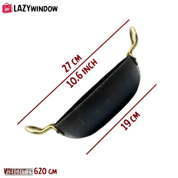 Lazy window Traditional Iron Kadhai Deep Bottom Kadai /Fry Pan / Frying Kadhai With Handle 8 Inch /19cm