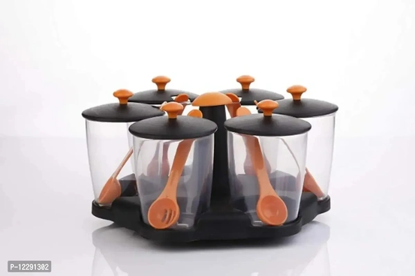 Plastic 360 Revolving Pickle With Spice Rack Set Of 6 Jar