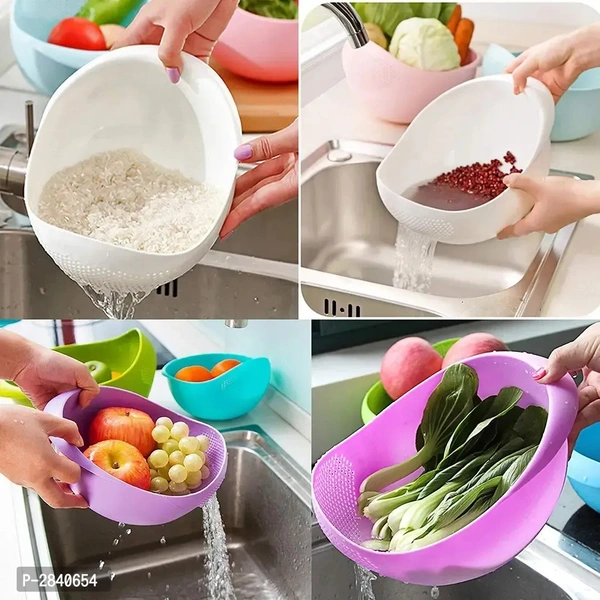 Wash Rice Rinse Fruit Vegetable Basin Stainer Sieve Bowel (1piece)