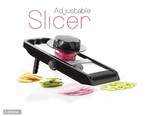 Stainless Steel Adjustable Slicer With Knob With Safety Holder 