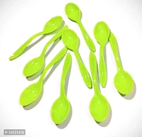 Plastic Spoon For Lunch /Dinner/Icecream - Green (Pack Of12)