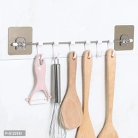 Magic Sticker Kitchen Shelf Hook rail-6 Hooks 