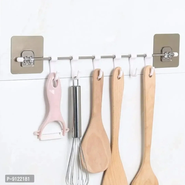Magic Sticker Kitchen Shelf Hook rail-6 Hooks 