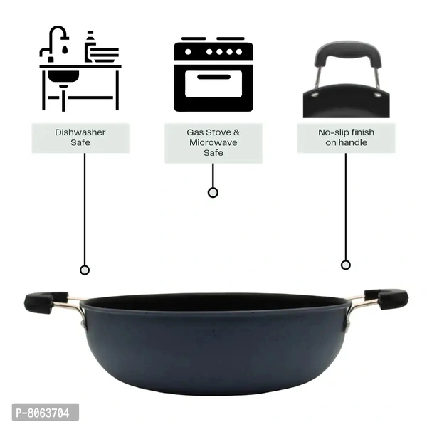 Classy Window Premium Quality Hard Anodized Nonstick Kadhai ,26 Cm, 3L Black 