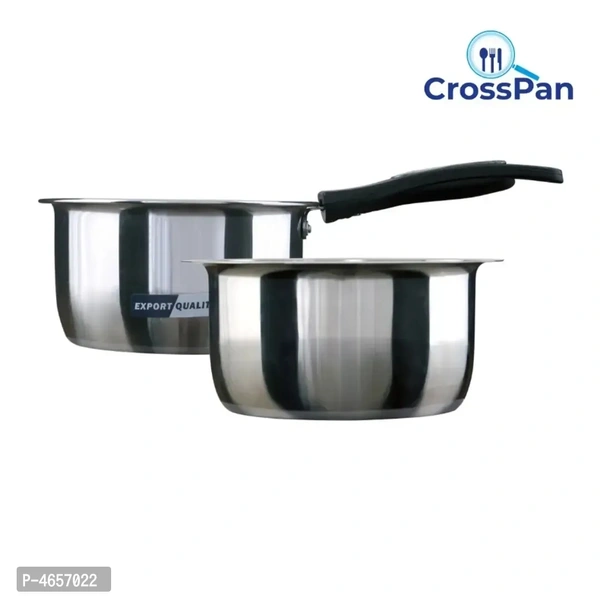 Stainless Steel Sauce Pan +Patila /Tope Set 2 Pcs