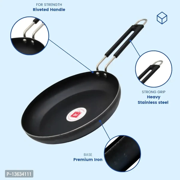 Fry Fan 100% Pure Iron With Grip Type ( Induction And LPG Gas Both Suitable )Dia 20cm+Surprise Gift 