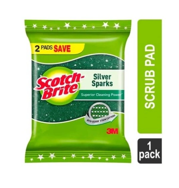 Scotch Brite Silver Sparks Scrub Pad - 1 Pack (2 Pieces)