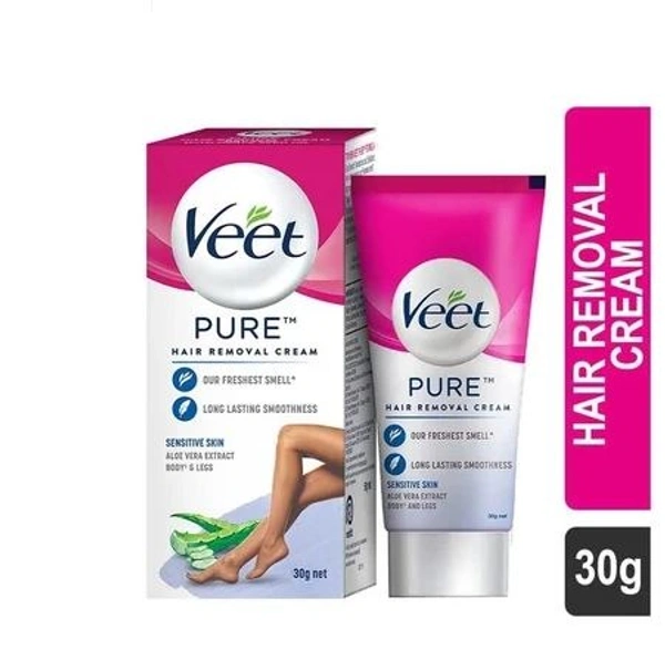 Veet Pure Aloe Vera Extract Hair Removal Cream (for Sensitive Skin) - 30gm