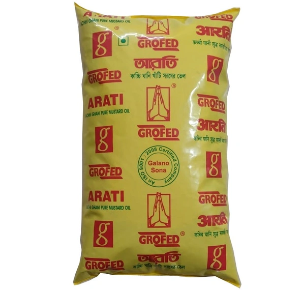 Arati Kachhi Ghani Pure Mustard Oil (Refill) B2C - 1Ltr