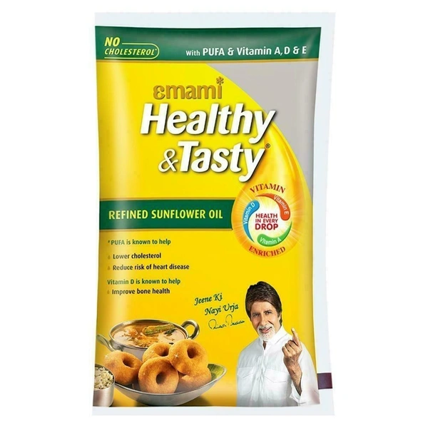 Emami Healthy & Tasty Refined Sunflower Oil B2C - 1Ltr