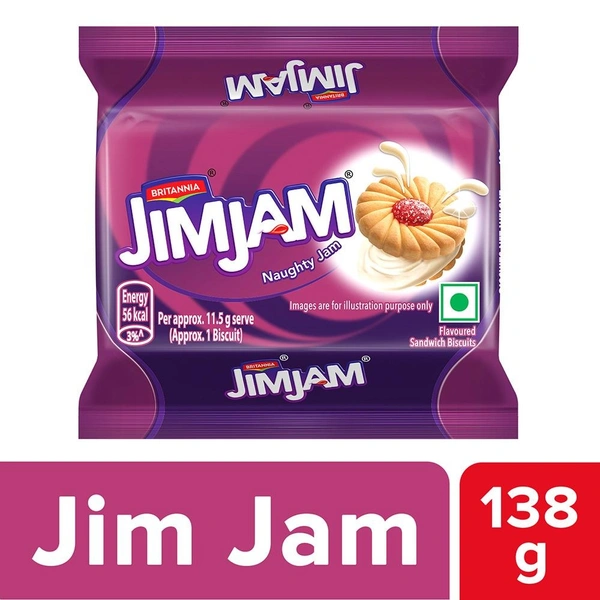 Britannia Treat Jim Jam Sandwich Biscuits B2C - 138gm