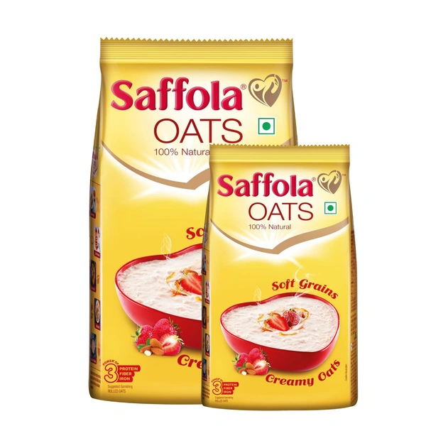 Saffola Rolled Oats - 100% Natural With High Protein & Fibre B2C - 1Kg+300gm Free