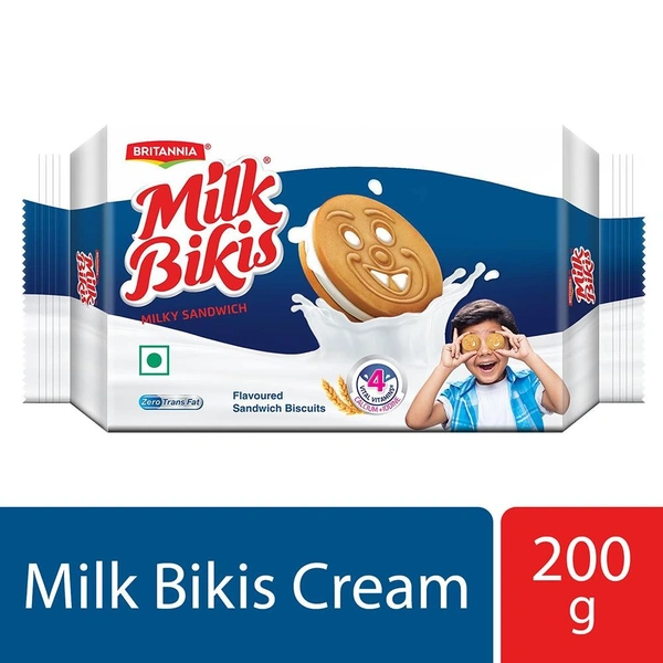 Britannia Milk Bikis Milky Sandwich Biscuits B2C - 200gm