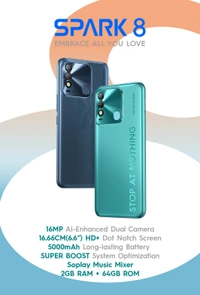 Tecno Spark 8 (Turquoise Cyan, 64 GB)  (4 GB RAM) - All