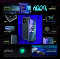 realme narzo 50A (Oxygen Blue , 4GB RAM + 64 GB Storage) Helio G85 Processor | 50MP AI Triple Camera | 6000 mAh Battery - WHITE