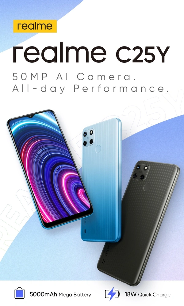 Realme C25Y (Glacier Blue, 4GB RAM, 64GB Storage)