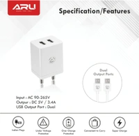 Aru AR-304 3.4A Multiport USB Charger