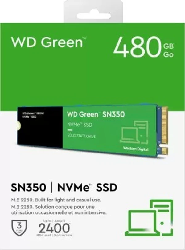 Western Digital 480GB Green SN350 NVMe M.2 Internal SSD(WDS480G2G0C-00AJM0)