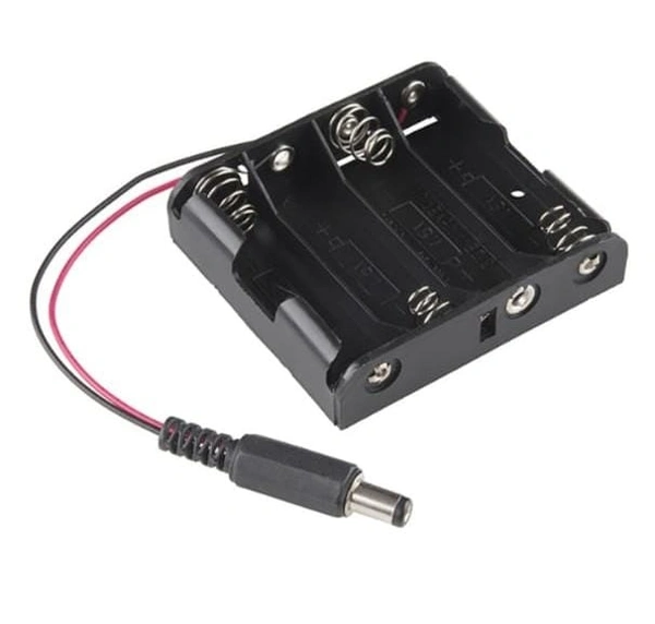 4 Cell AA Battery Holder Box with Male DC Jack