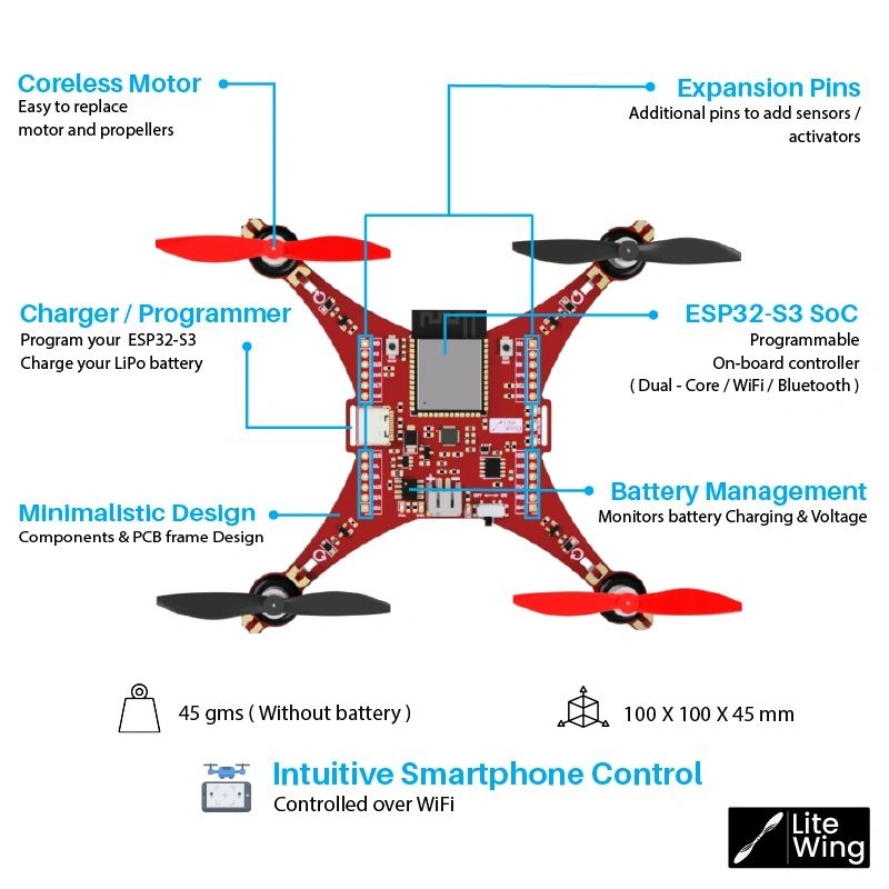 LiteWing - ESP32 based Programmable Drone Development Board with ...
