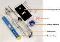 Soldering Kit (Soldering Iron with Stand, Flux, lead & Desolder pump) Q13 C1