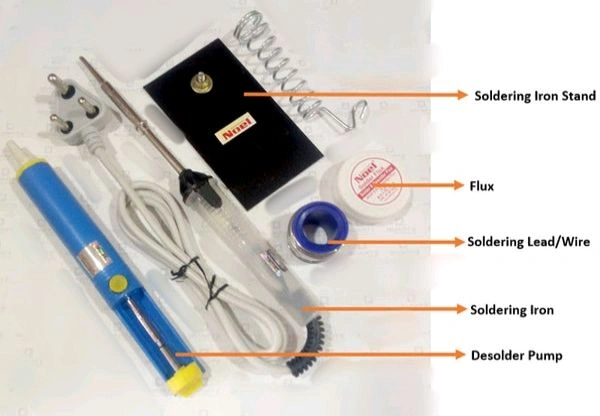 Soldering Kit (Soldering Iron with Stand, Flux, lead & Desolder pump) Q13 C1